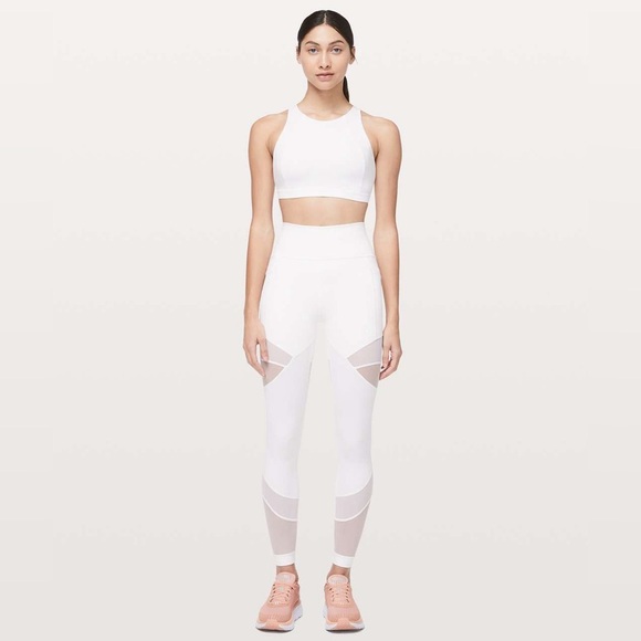 Lululemon Forget The Sweat Tight 25" White Mesh Cutout - Picture 4 of 13